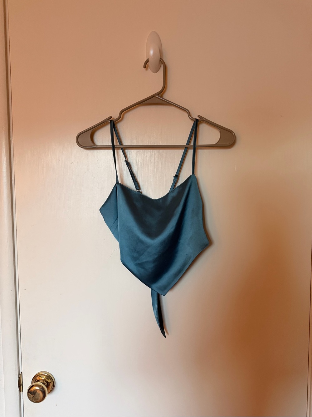 Satin Handkerchief Cami Top in Teal